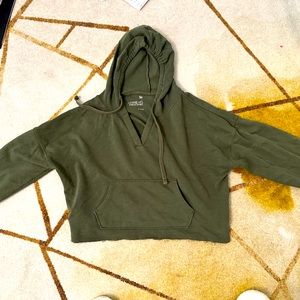 Green Cropped Hoodie